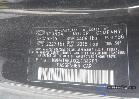 2016 Hyundai Genesis 3.8 Base z USA, uszkodzony, nr VIN KMHHT6KJXGU134287